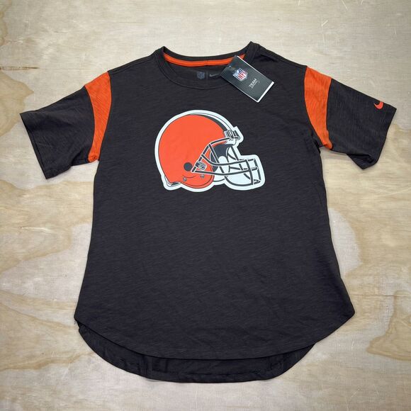 NEW XL WOMENS Cleveland Browns Nike Primary Logo Fashion Top Brown Orange - Picture 1 of 11